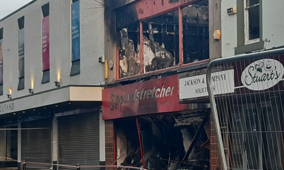 Poundstretcher was destroyed and other premises damaged in the fire at Leven High Street