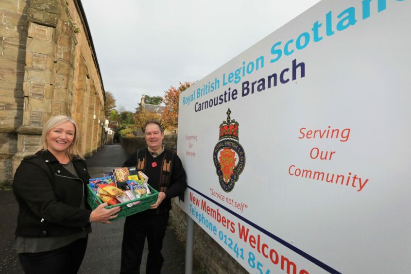 Dianne Brand of Angus Council with Carnoustie Legion chairman Davie Paton. Image: Gareth Jennings/DC Thomson.
