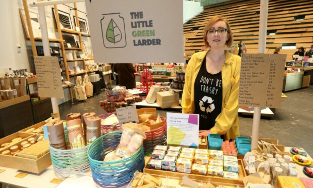 Jillian Crabb with her Little Green Larder stall at V&A Dundee. Image: Gareth Jennings/DC Thomson.