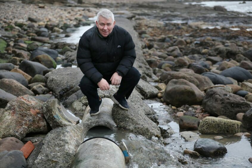 Rob Glendinning at the site of the Cellardyke sewage leak.