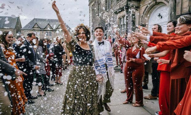 Jennifer Andreacchi (left) and her partner Han Smith getting married in St Andrews. Image: Fern Photography