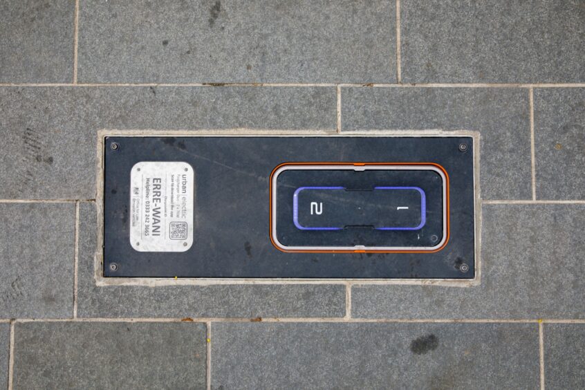 Pop-up EV chargers near V&amp;A Dundee.