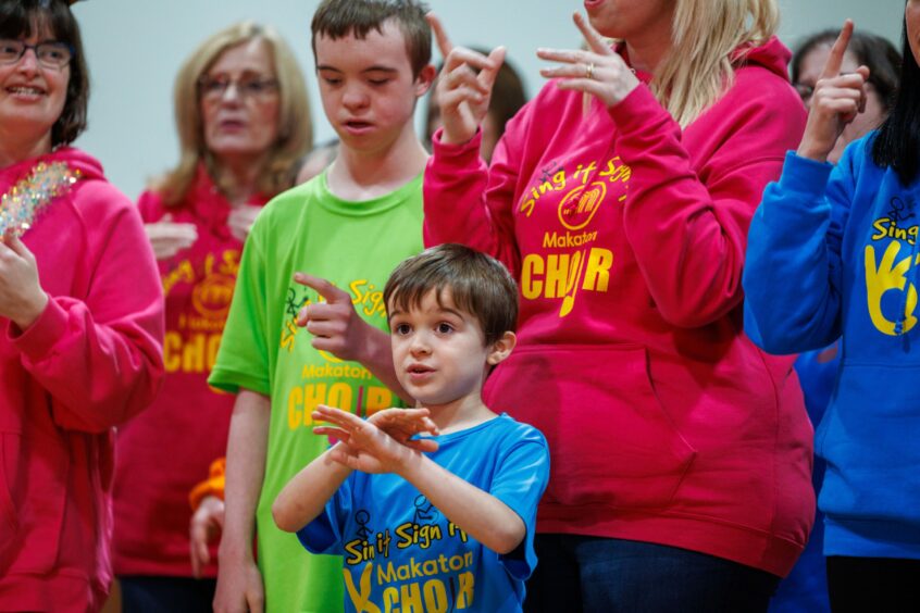 Members of the Tayside Makaton Choir who will be singing and signing at the Evening Telegraph Christmas concert. Image: Kenny Smith/ DC Thomson.