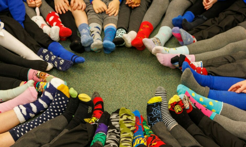 Odd socks at St Marie's Primary School.