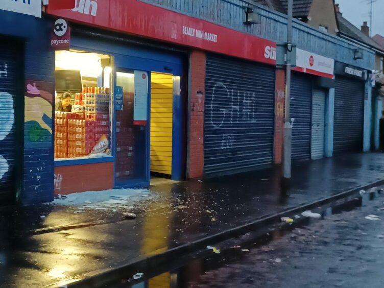 The mini market on Beauly Avenue had its window smashed