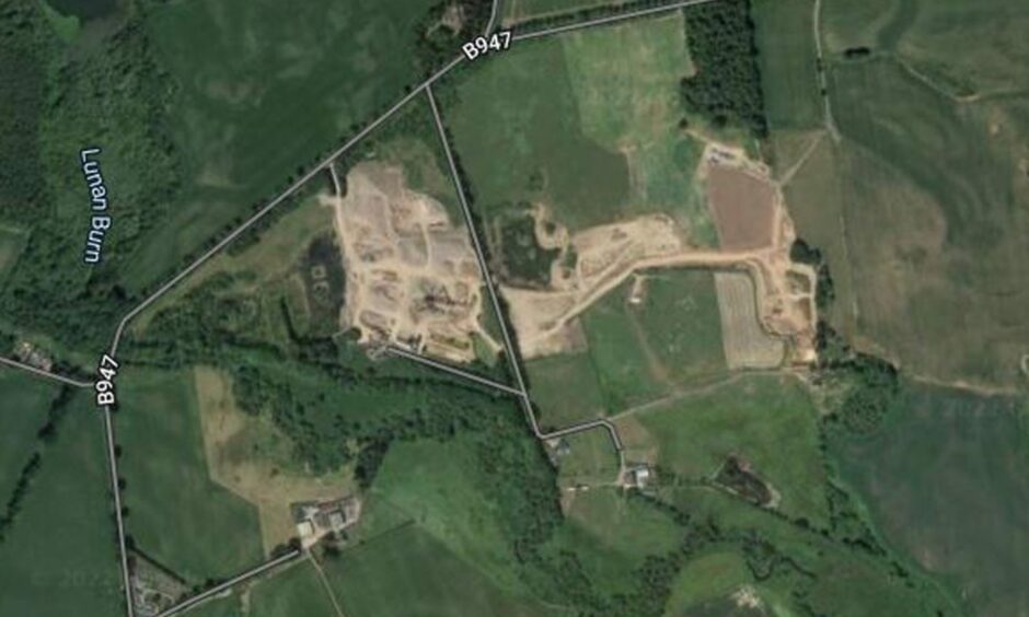 aerial view of Marlee Quarry site in countryside near Blairgowrie