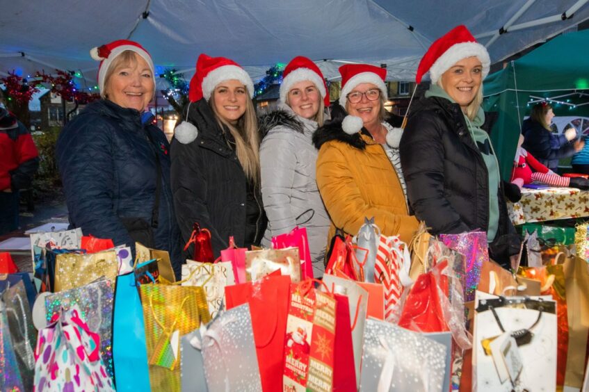 Left to right is Noreen Tiffney, Aimee Gruneberg, Laura Robertson, Sharon Stewart and Linzi Rice at the Linda Tosh Dancers stall.. Image: Steve MacDougall/DC Thomson.
