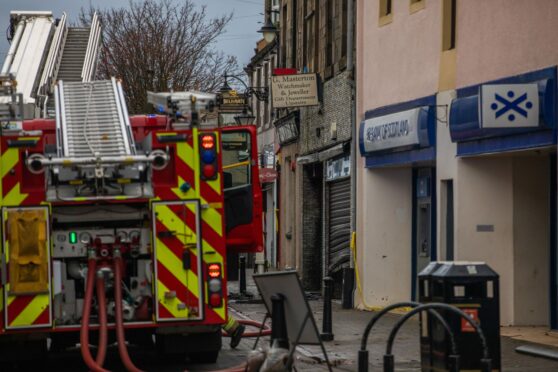 CR0039795
The fire on Leven High Street, at an abandoned jewellery shop.
Image: Steven MacDougall, DC Thomson.