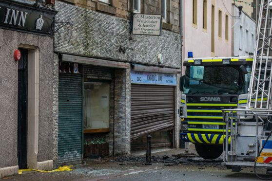 The aftermath of a fire on Leven High Street which destroyed a former jewellery store. Image: Steven MacDougall/ DC Thomson.