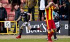 Simon Murray celebrates finding the net against Partick Thistle in 2018 (Image: SNS).