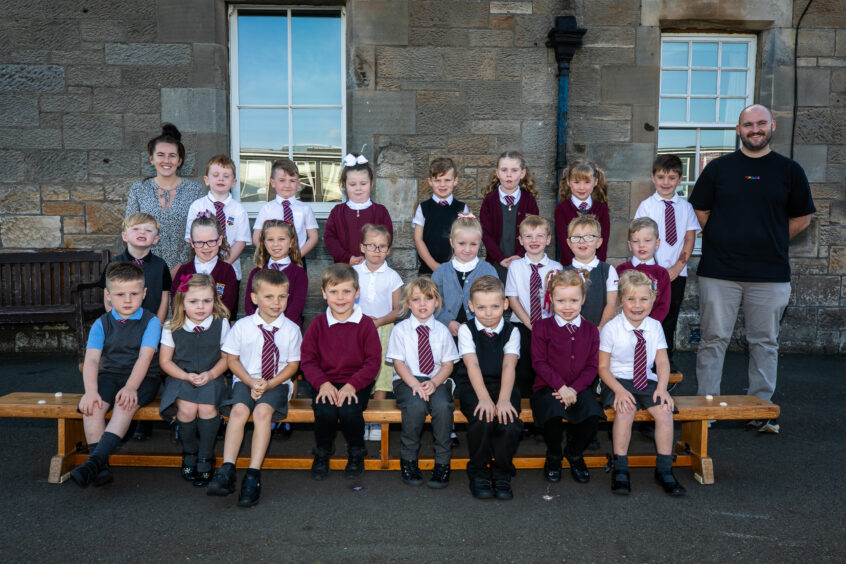 Balcurvie Primary School, P1 and P1/2 with Mrs Mair and Mr Lafferty.