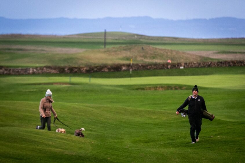 Sam and wife Harriet in Elie, the last of three Fife golf courses