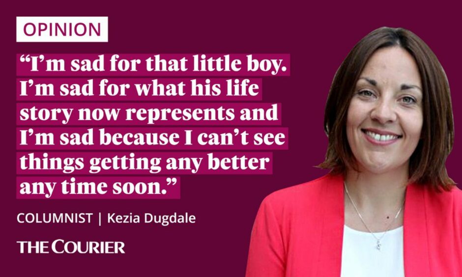 photo shows the writer Kexia Dugdale next to a quote: "I’m sad for that little boy. I’m sad for what his life story now represents and I’m sad because I can’t see things getting any better any time soon."