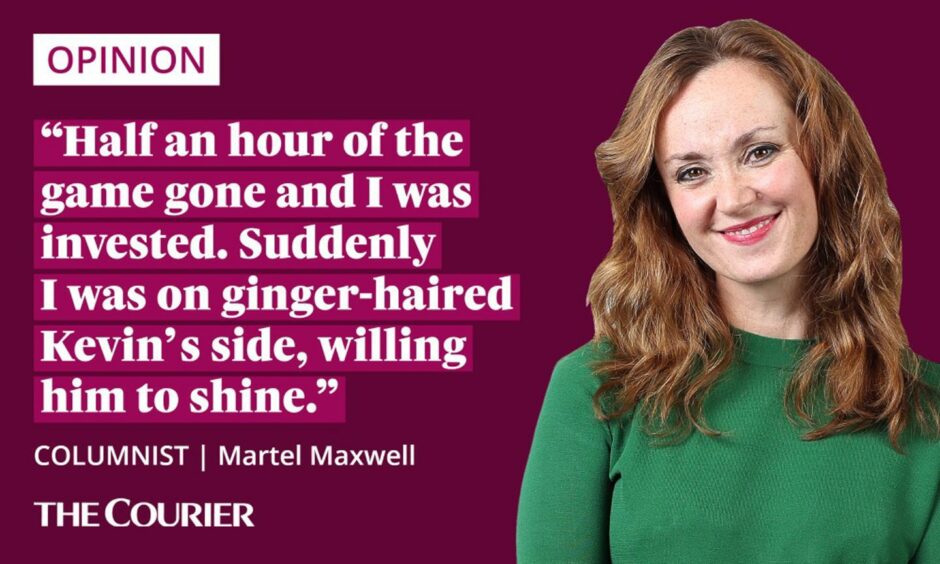 image shows the writer Martel Maxwell next to a quote: "Half an hour of the game gone and I was invested. Suddenly I was on ginger-haired Kevin’s side, willing him to shine."