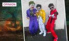 Photo shows three small boys dressed as the Joker, Freddie Mercury and Thriller-era Michael Jackson.