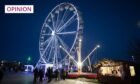 Photo shows the brightly lit big wheel in Dundee's Slessor gardens during the WinterFest festival in 2021.