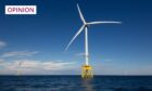 photo shows a large turbine, part of the Seagreen offshore wind farm, in the North Sea.
