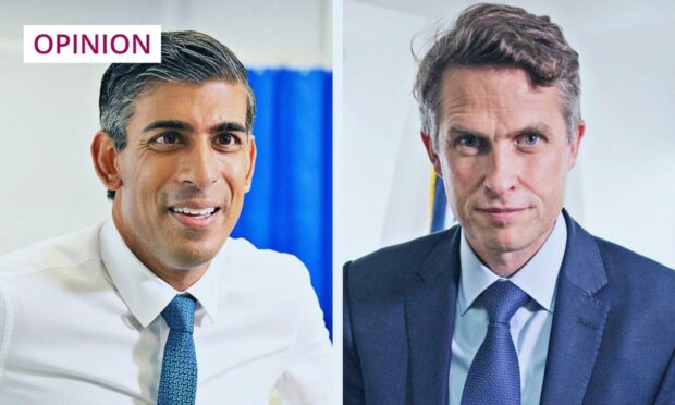 image shows Rishi Sunak on one side, Gavin Williamson on the other.
