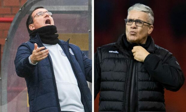 Dundee boss Gary Bowyer and Partick Thistle manager Ian McCall will go head to head this weekend (Images: SNS).