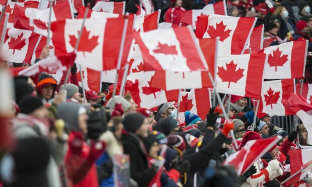 Canada fans on the day their nation qualified for the World Cup. Image: Shutterstock.