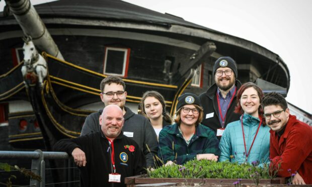 Members of staff and volunteers outside the ship. Image: Mhairi Edwards/DCThomson