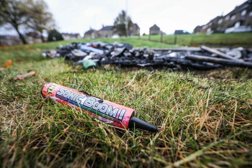 Burnt plastic and a used firework in Kirkton.