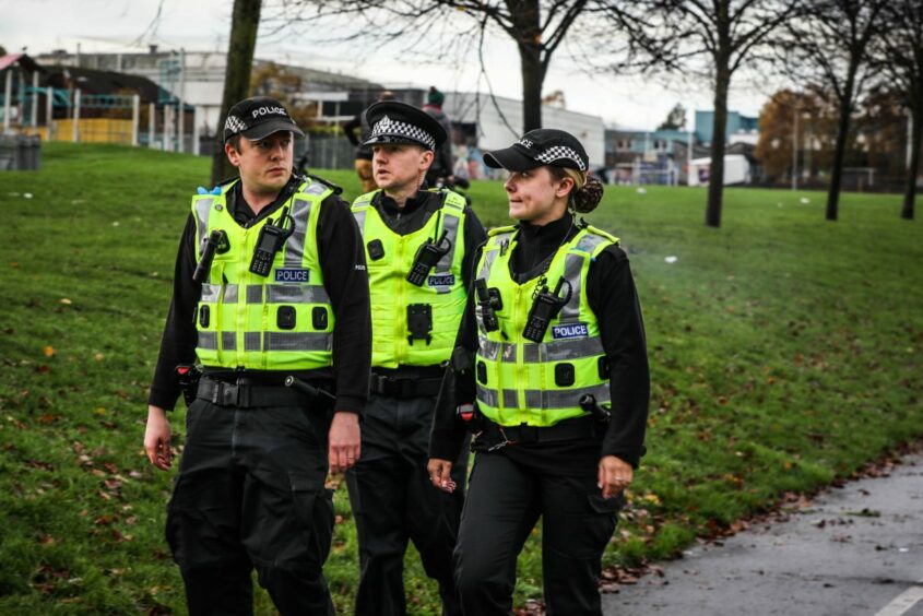 Police patrolling in Kirkton on Tuesday