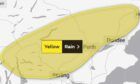 The yellow warning for rain on Saturday. Image: Met Office.