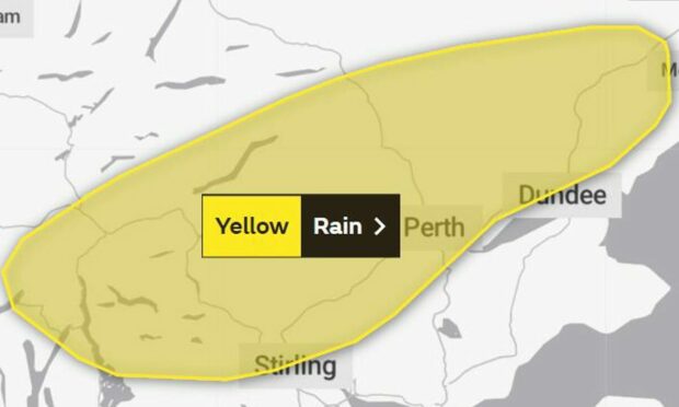 The yellow warning for rain on Saturday. Image: Met Office.