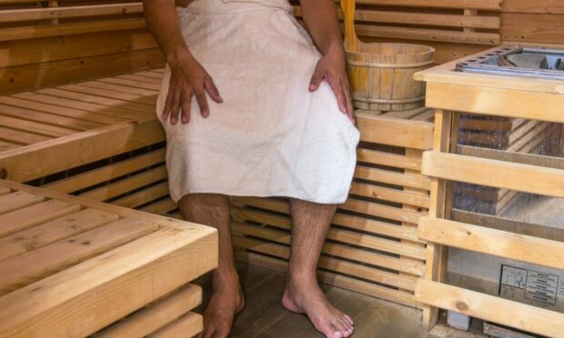 They didn't mind Rab wearing a towel in the sauna but they may have thought the anorak strange...