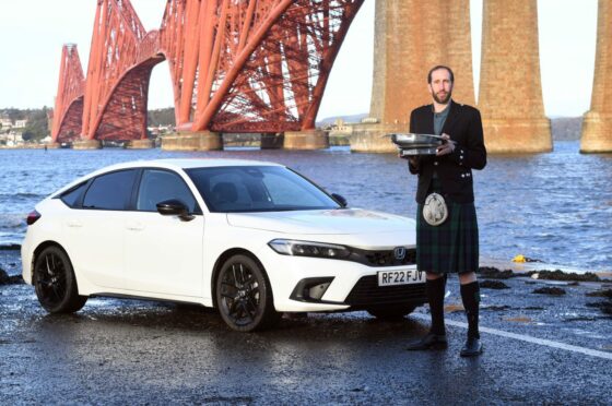 ASMW President Jack McKeown with the Honda Civic, which is Scottish Car of the Year. Image: Stuart Vance.