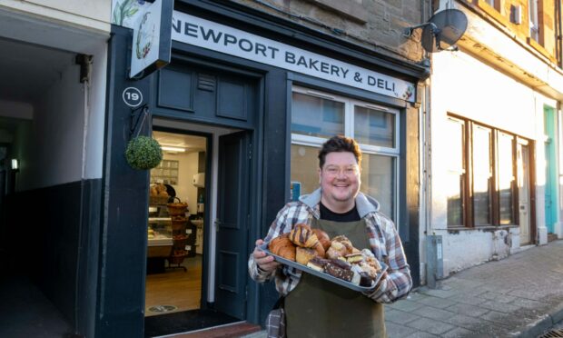 Jamie Scott outside The Newport Bakery in Arbroath. Image: Paul Reid/DC Thomson