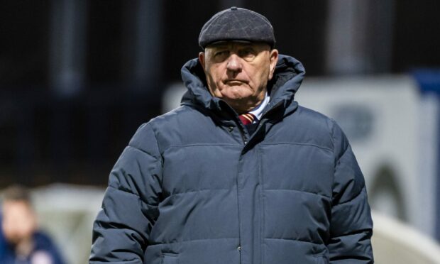 Arbroath boss Dick Campbell took charge of his side at Morton. Image: SNS