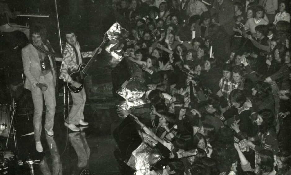 Rod Stewart and the Faces literally brought the house down back in December 1972 in Dundee. Image: DC Thomson.