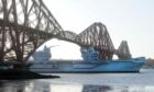HMS Prince of Wales goes under the Forth Bridge