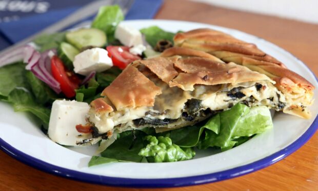 Spanakopita pie with spinach, onion and feta from Andreou's Dundee. Image: Gareth Jennings/DC Thomson