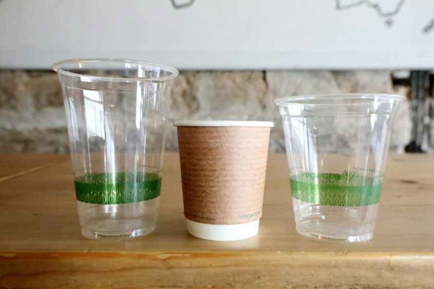 These biodegradable cups at Blend Coffee Lounge in Dundee are not banned, but Zero Waste Scotland does not recommend them
