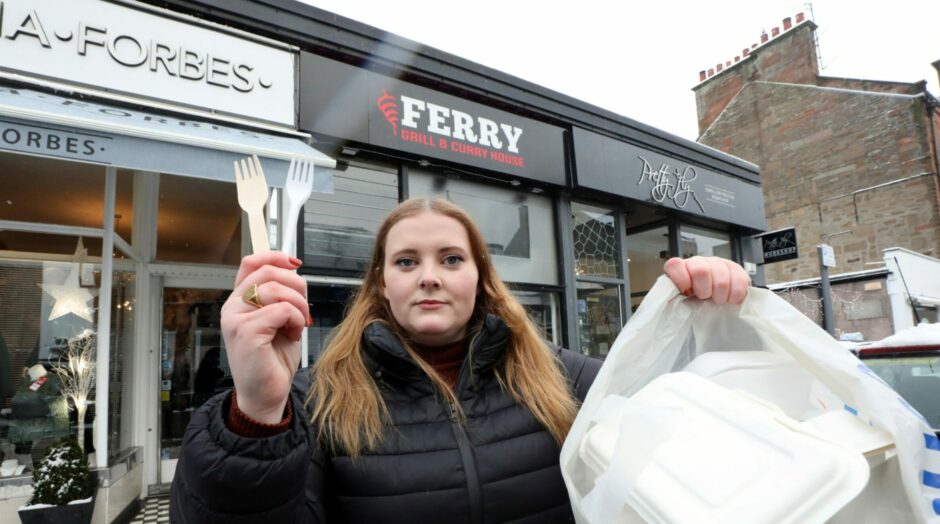 Some takeaways in Dundee are handing out cutlery that breaks the single-use plastic ban. Image: Gareth Jennings/DC Thomson.