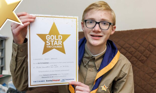Glenrothes teenager Simon Bathgate has been awarded one of our Courier Gold Stars. Image: Kenny Smith/DC Thomson.