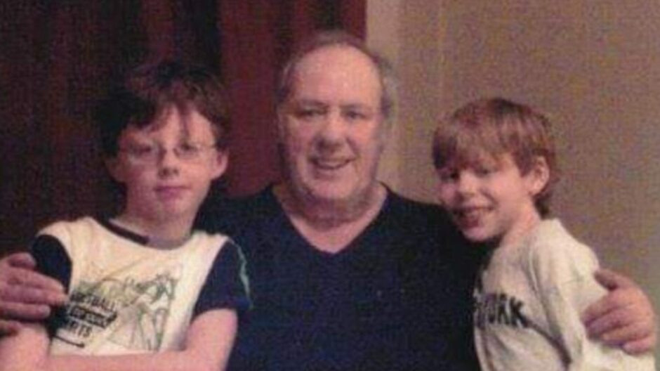 childhood photo of the writer with his grandad Andrew Brown and brother Ross. 