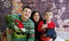 Dundee mum Nadia Christison with sons Guy (6) and Saul (15), who have autism, at The Yard Christmas party.