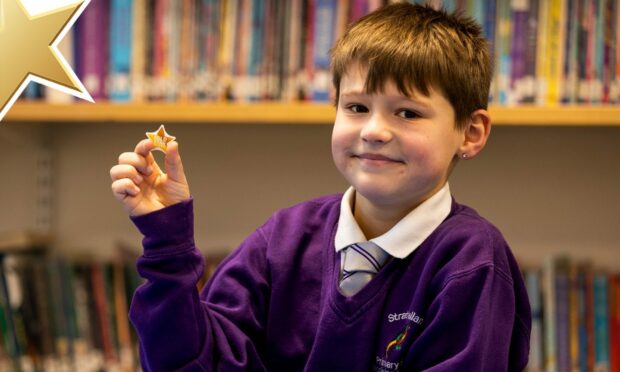 Kirkcaldy youngster Jay Edmiston received a Courier Gold Star in recognition of his fundraising. Image: Steve Brown/DC Thomson.