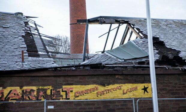 The collapsed section of roof at Dens Road Market. Image: Kim Cessford/DC Thomson