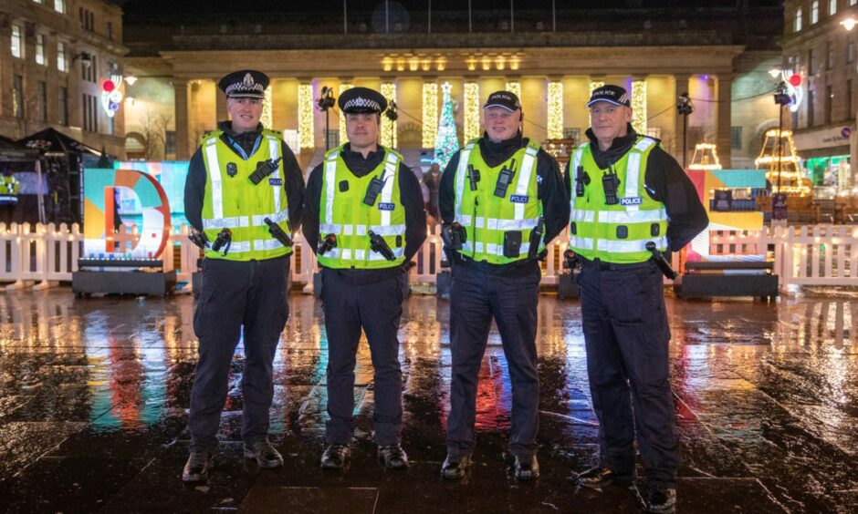 Insp Baird, Sgt Grieve, PC Knox and PC McGill at City Square