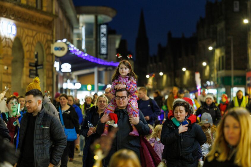 People gather to see the Kirkcaldy Christmas lights 2022 switch-on.