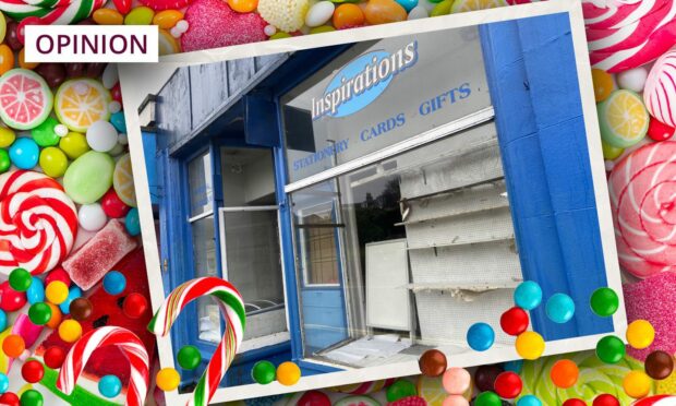photo shows the closed Inspirations sweet shop in Carnoustie.