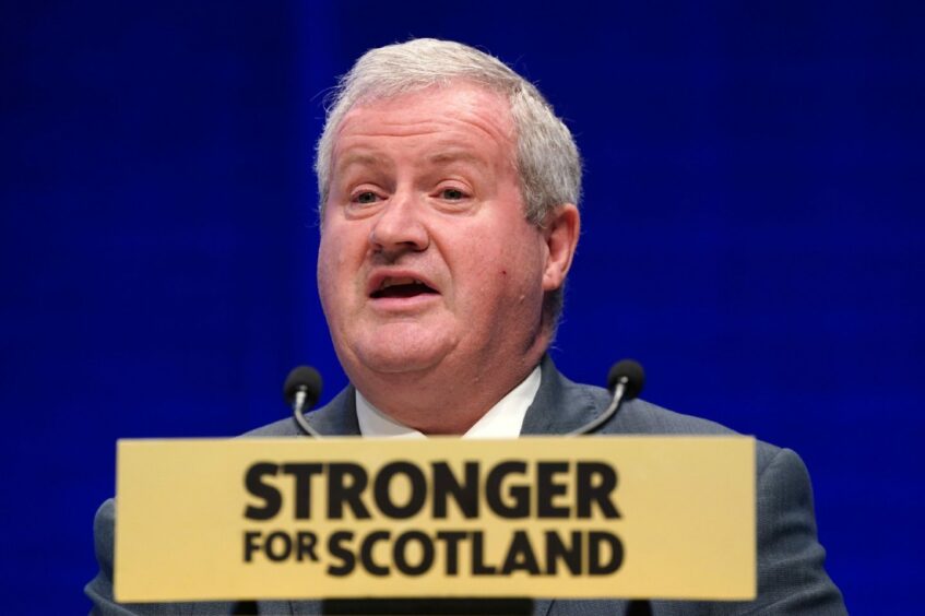 Ian Blackford at an SNP stronger for Scotland podium