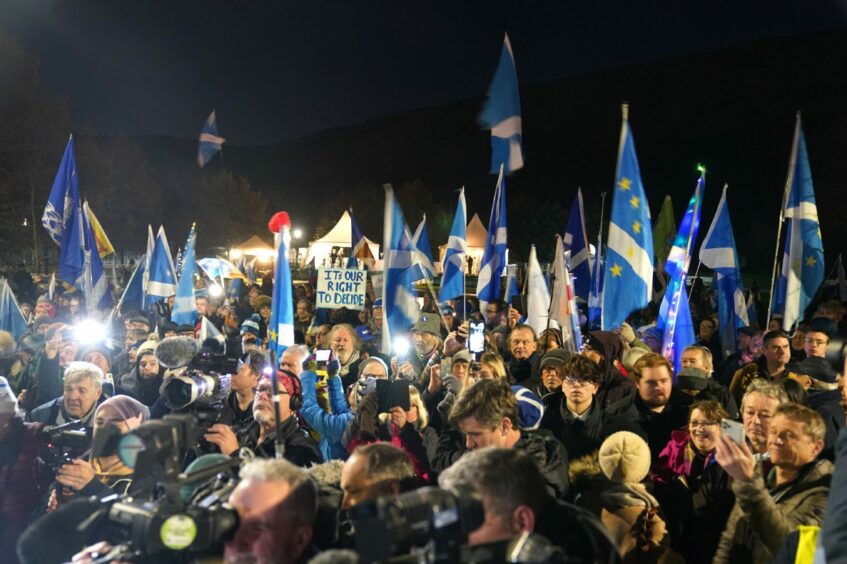 Scottish independence supporters attend a rally