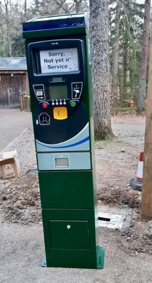 A parking machine at Faskally Woods