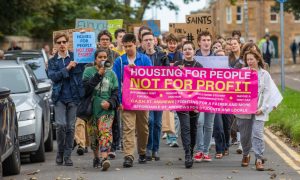 St Andrews housing crisis: Students protesting about accommodation pressures in the town in 2022. Image: Steven MacDougall/DC Thomson.